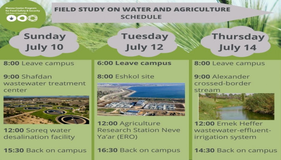 Field Study on Water and Agriculture  Schedule
