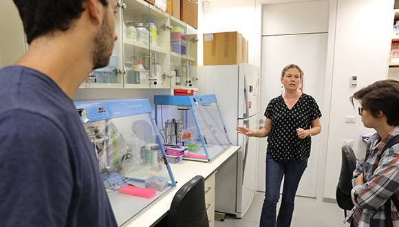 Prof. Dorothee Huchon in her lab at the Steinhardt Museum of Natural History